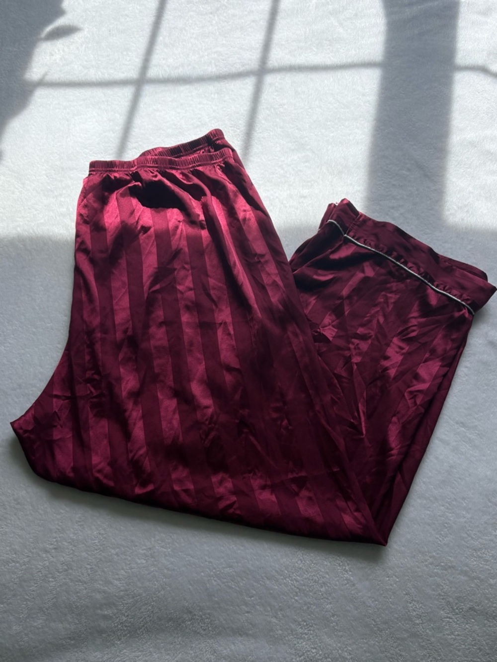 Women's Red Burgundy Striped Lounge Pajama Pants 5X